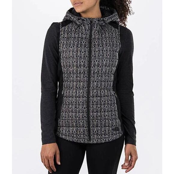 THE NORTH FACE Women's Thermoball Hoodie Vest Size S In Black White - Picture 1 of 9